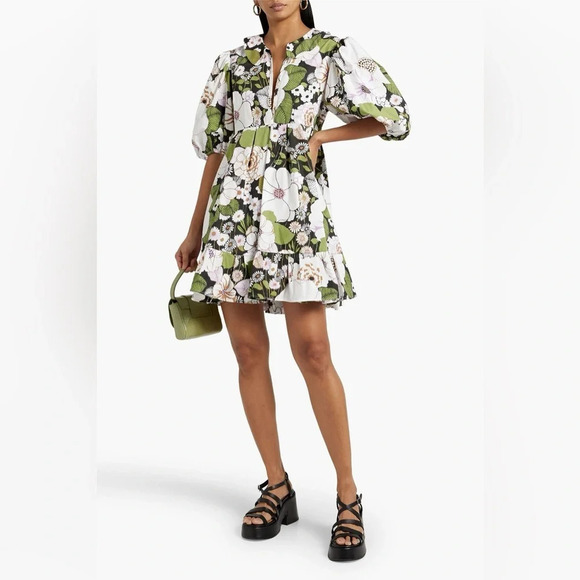Maje Dresses & Skirts - MAJE- Ruffled floral-print cotton-poplin mini dress Size 34 (XS)  RTR